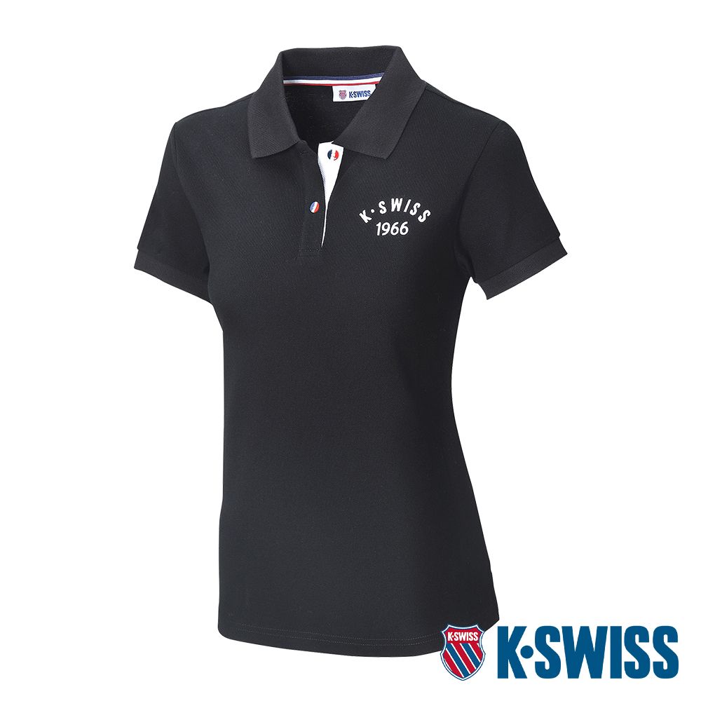 K-SWISS  Cotton Polo短袖POLO衫-女-黑