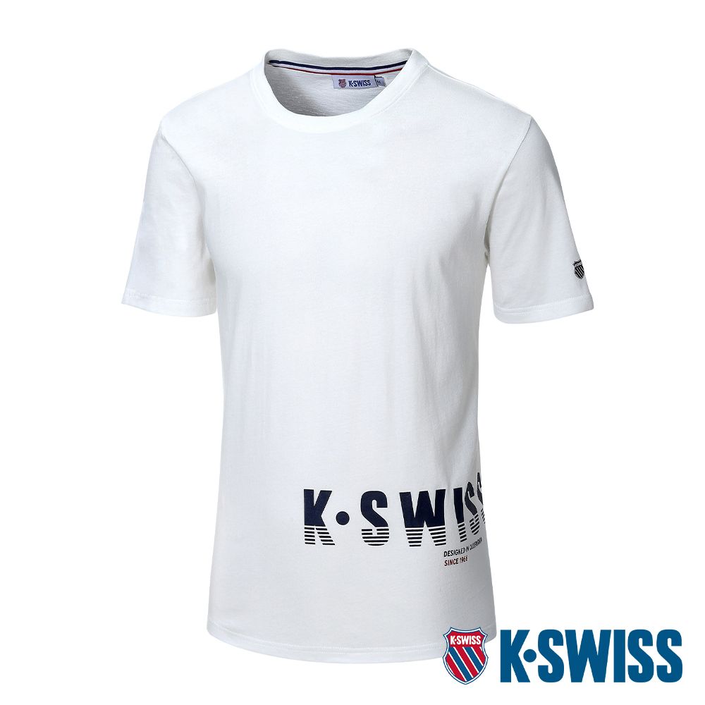 K-SWISS  Logo Tee棉質吸排T恤-男-米白