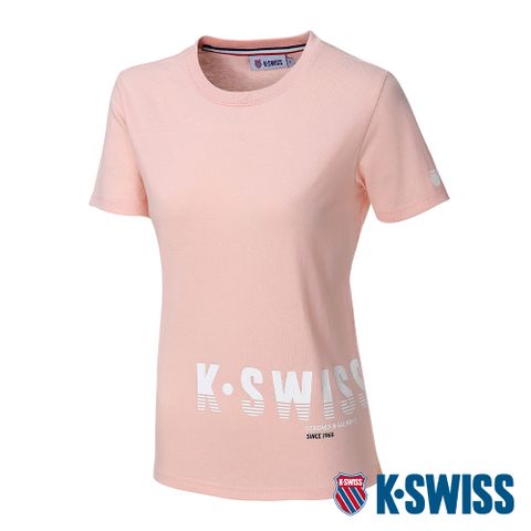 吸濕排汗快乾K-SWISS Logo Tee棉質吸排T恤-女-蜜桃橘