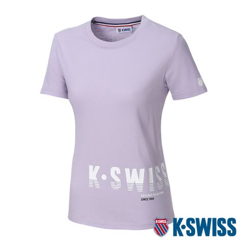 吸濕排汗快乾K-SWISS Logo Tee棉質吸排T恤-女-粉紫