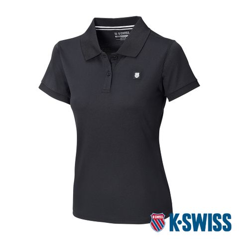 吸濕排汗 涼感快乾K-SWISS Active Solid Polo涼感排汗POLO衫-女-黑