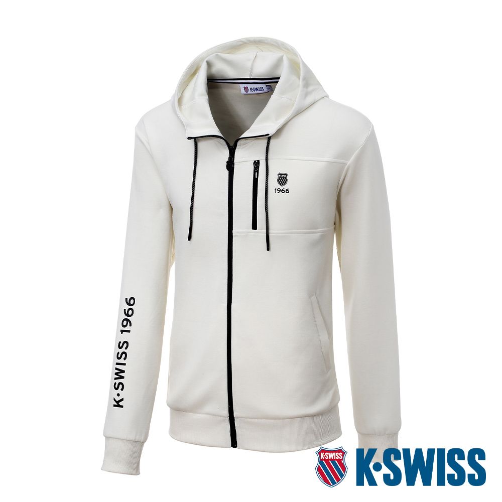 K-SWISS  Hoodie Jacket連帽外套-男-米白