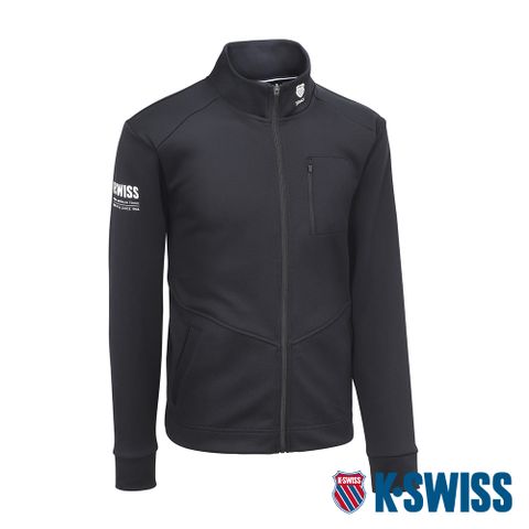 布料親膚 立領設計K-SWISS Mock Neck Jacket運動外套-男-黑