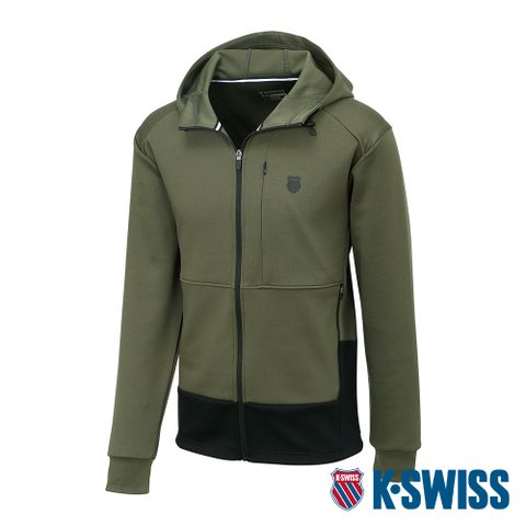 布料舒適具有挺度K-SWISS Active Jacket 連帽運動外套-男-橄欖綠