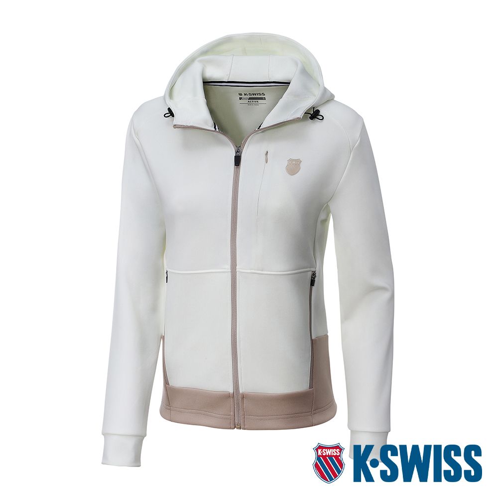 K-SWISS   Active Jacket 連帽運動外套-女-米白