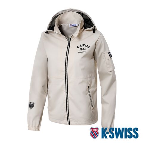 風衣外套K-SWISS Attached Hoodie Jacket防風外套-女-米白