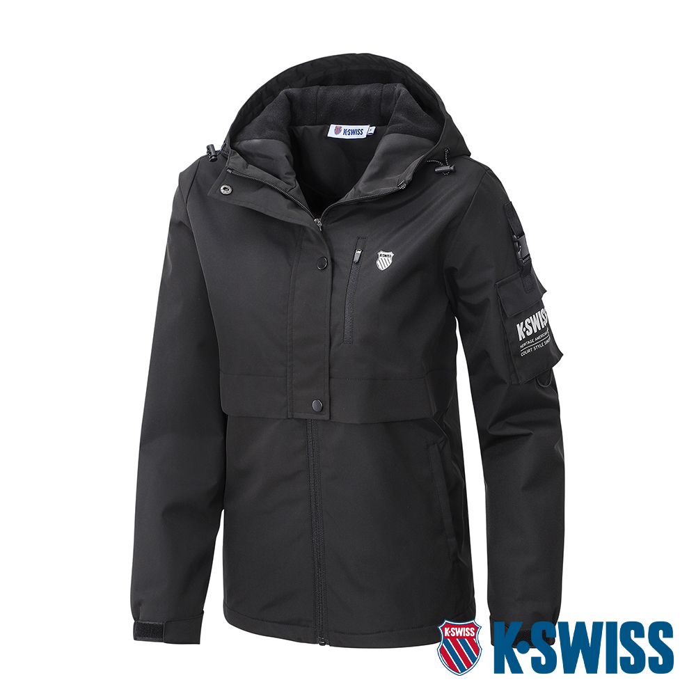 K-SWISS   Windbreaker 刷毛防風外套-女-黑