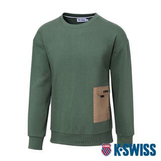 K-SWISS  Sweatshirt 刷毛圓領上衣-男-綠