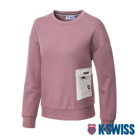 K-SWISS Sweatshirt 刷毛圓領上衣-女-莓粉