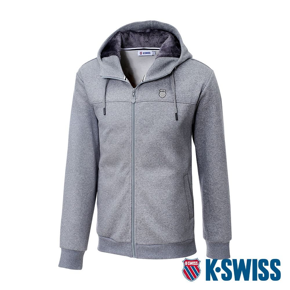 K-SWISS   Hoodie W/Fur Jacket 刷毛連帽外套-男-灰