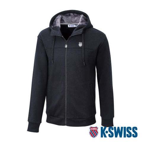 K-SWISS Hoodie W/Fur Jacket 刷毛連帽外套-男-黑