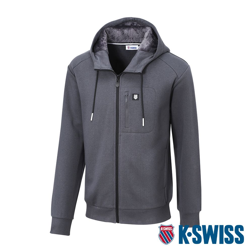 K-SWISS   Hoodie W/Fur Jacket刷毛連帽外套-男-灰