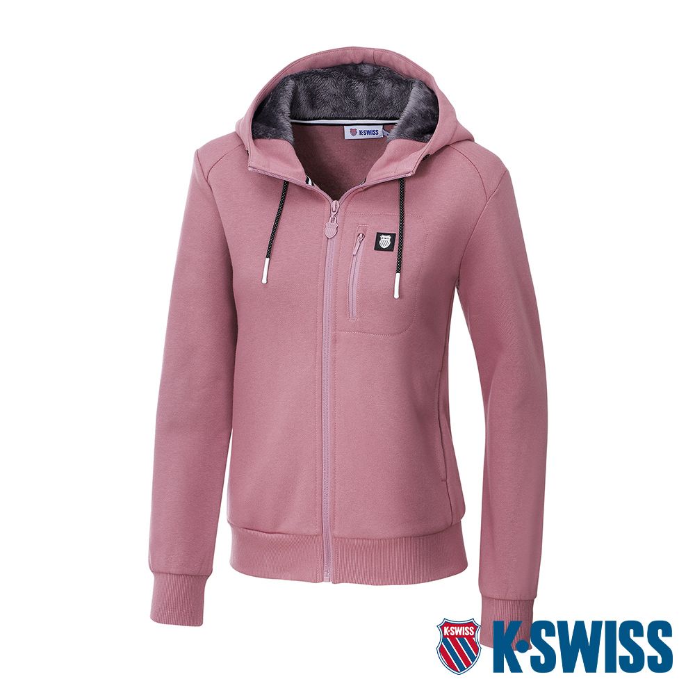 K-SWISS   Hoodie W/Fur Jacket刷毛連帽外套-女-莓粉