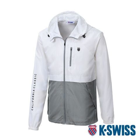 K-SWISS UV Plus Jacket輕量抗UV防風外套-男-白/灰綠