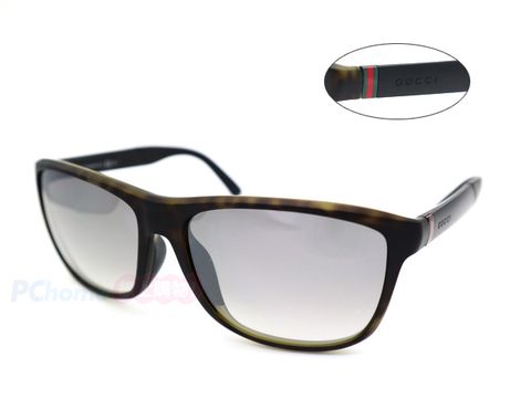 GUCCI 古馳 亞洲版 時尚太陽眼鏡 GG1060/F/S H78IC 霧灰豹紋框水銀鍍膜漸層鏡片