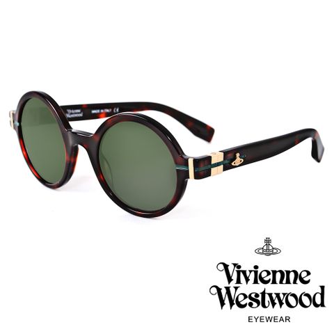 【Vivienne Westwood】復古個性土星圓框太陽眼鏡(琥珀色 VW962S03)