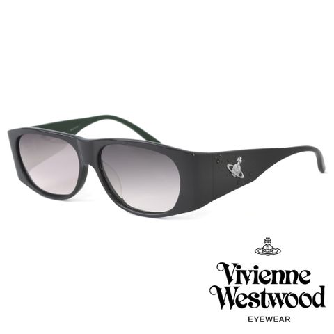 【Vivienne Westwood】漂浮土星水鑽款長方框太陽眼鏡(水泥灰 VW594-04)