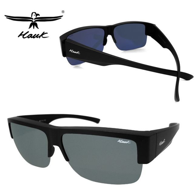 Hawk 浩客  台灣精品 專業偏光套鏡 偏光太陽眼鏡 護眼防曬 HK1008-33 霧黑框水銀鍍膜偏光鏡片 公司貨