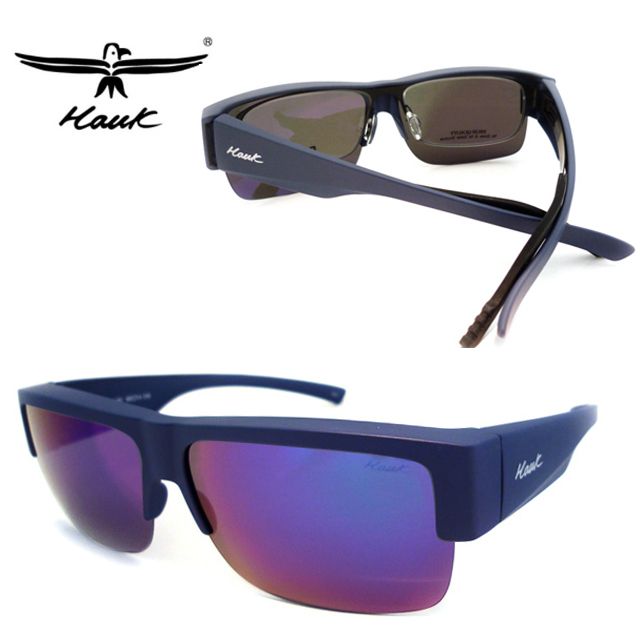 Hawk 浩客  台灣精品 專業偏光套鏡 偏光太陽眼鏡 護眼防曬 HK1008-37 霧深藍框水銀偏光鏡片 公司貨
