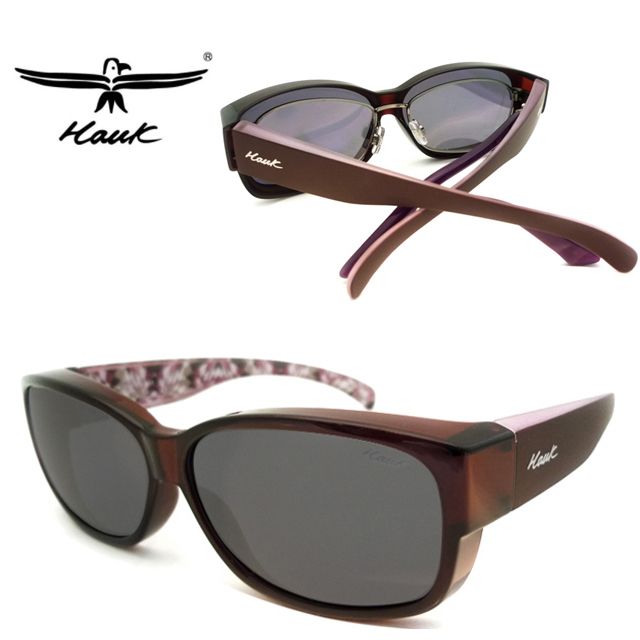 Hawk 浩客  台灣精品 專業偏光套鏡 偏光太陽眼鏡 護眼防曬 HK1004-09A 深酒紅框深灰偏光鏡片 公司貨
