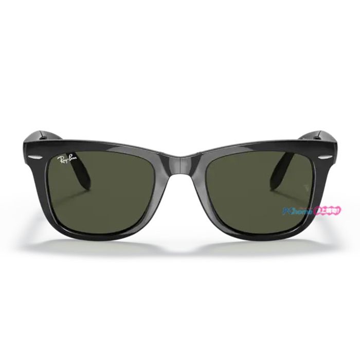 RAY BAN 雷朋 【RayBan】 摺疊太陽眼鏡 RB4105 601 54mm 橢圓方框墨鏡 膠框太陽眼鏡 綠色鏡片/黑框