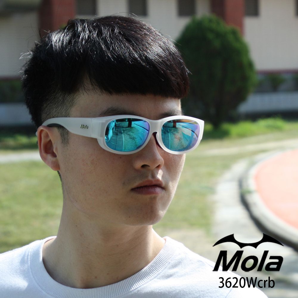 MOLA 摩拉 外掛式近視偏光太陽眼鏡 套鏡 UV400 彩色多層鍍膜 男女一般臉型 3620Wcrb