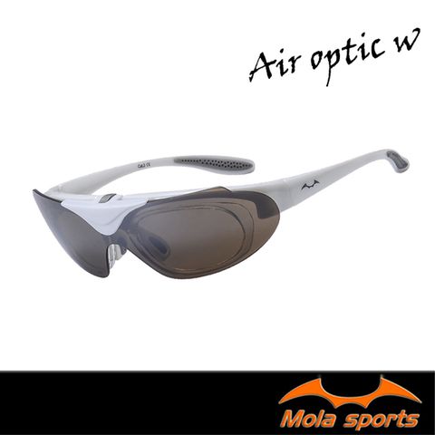 上掀近視運動太陽眼鏡墨鏡 UV400 男女 白 小到一般臉型 自行車 高爾夫跑步Air-optic-W Mola摩拉