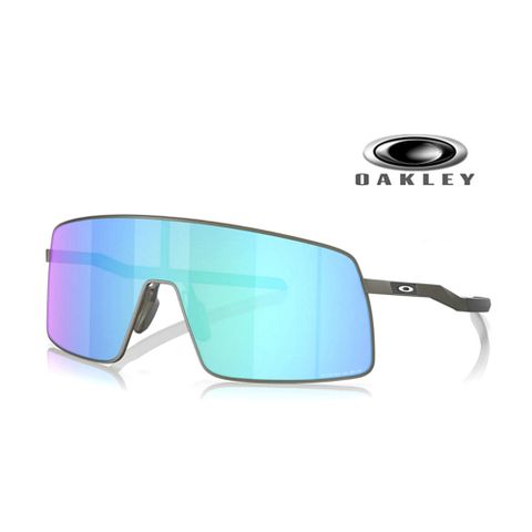 OAKLEY 奧克利 Sutro Ti 運動包覆鈦金屬太陽眼鏡 OO6013 04 霧鐵灰框蔚藍水銀鍍膜鏡片 公司貨