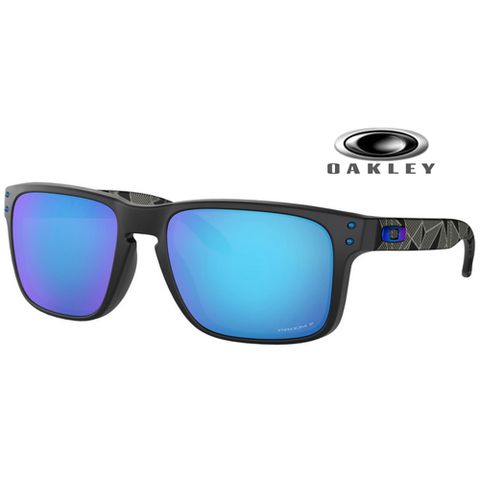 【OAKLEY】奧克利 HOLBROOK 輕量運動偏光太陽眼鏡 OO9102 H0 霧黑框藍水銀鍍膜偏光鏡片 公司貨