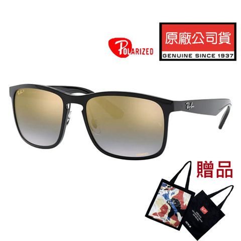 RAY BAN 雷朋 輕量偏光太陽眼鏡 RB4264 601/J0 亮黑框 極彩水銀偏光漸層灰鏡片 公司貨