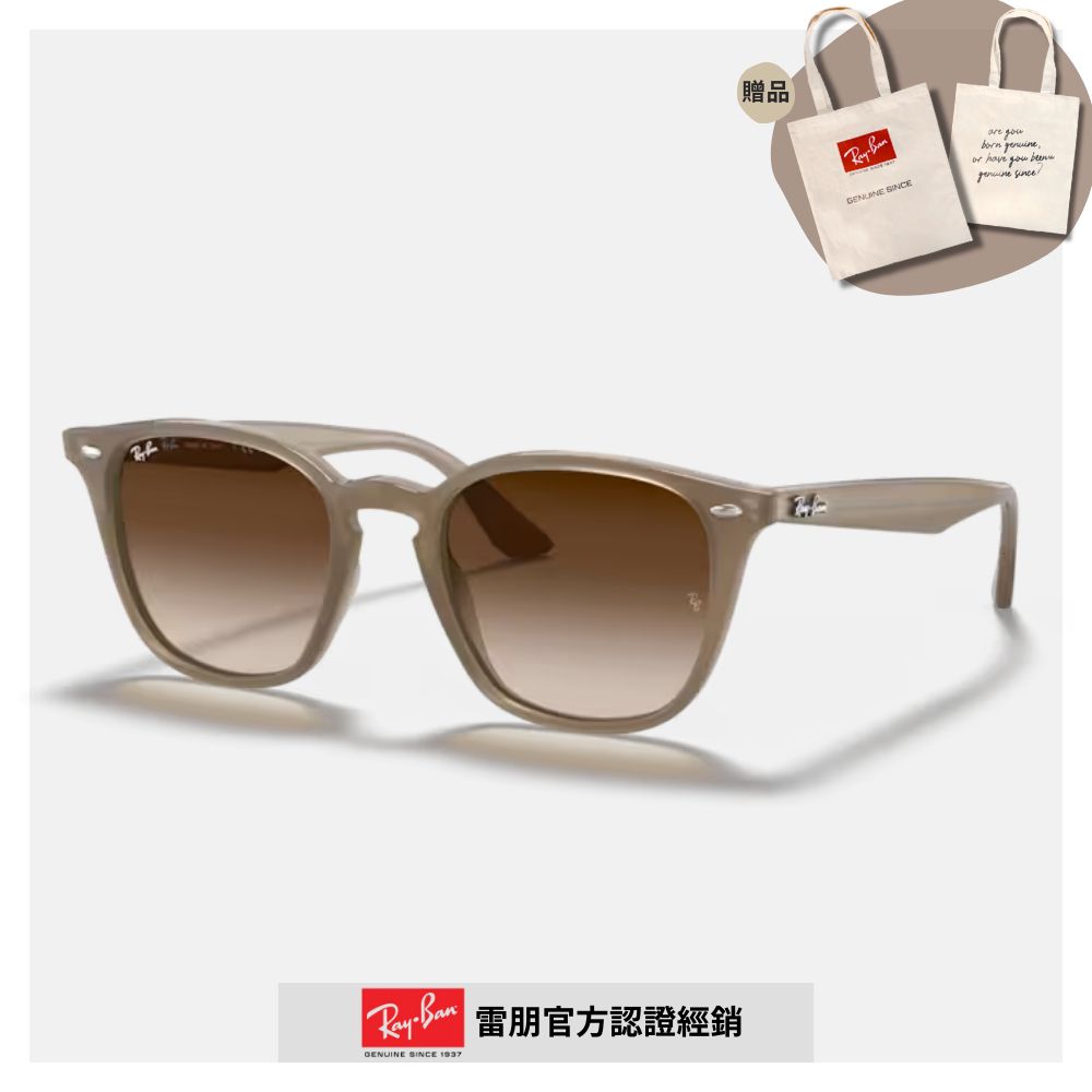 RAY BAN 雷朋 經典方形膠框漸層太陽眼鏡(RB4258F-616613 52mm 漸層鏡片)