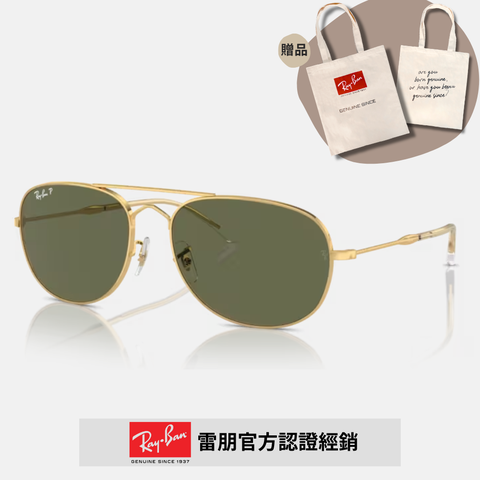 RAY BAN 雷朋 飛行員圓形金屬偏光太陽眼鏡(RB3735-001/58 60mm 偏光鏡片)