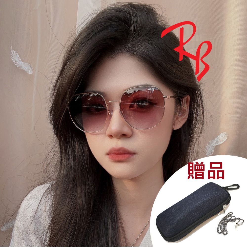 RAY BAN 雷朋   太陽眼鏡 時尚大鏡面 RB3680D 9202/I8 玫瑰金框漸層鏡片 公司貨