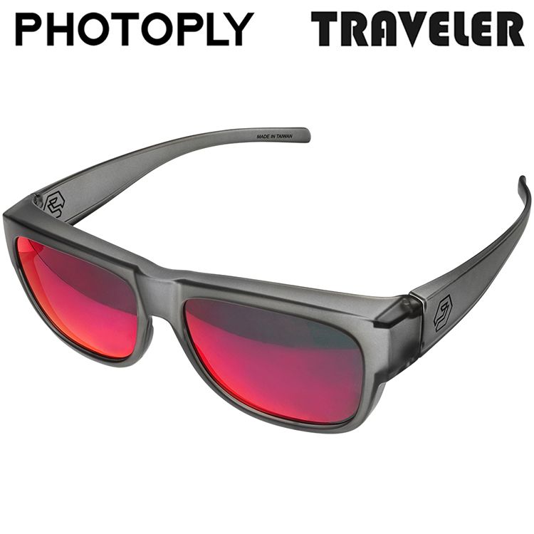  PHOTOPLY色偏少TRAVELER紫紅電鍍SBR套式太陽眼鏡TR2-00I6抗100%紫外線UV400;抗藍光眼鏡套鏡墨鏡 BSMI認證 : D63892