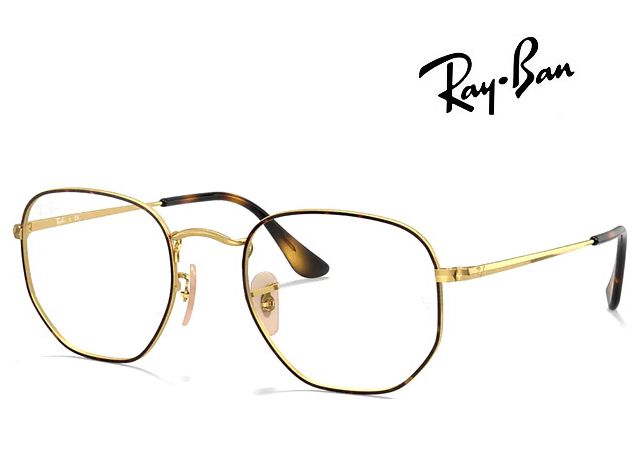 Ray Ban 雷朋多邊設計光學眼鏡舒適可調鼻墊RB6448 2945 54mm 玳瑁面金