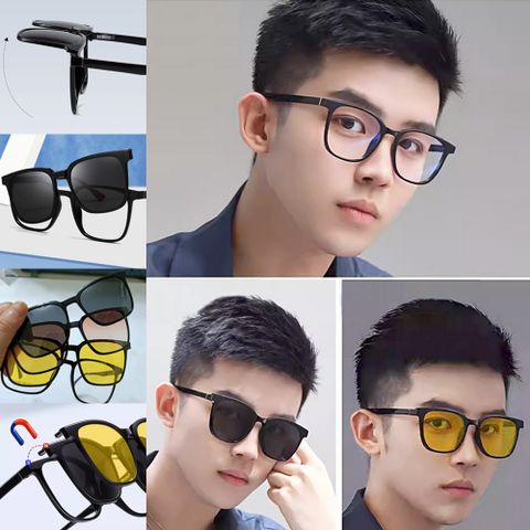 seoul show首爾秀 四合一磁吸多功能換片TR90彈力套鏡太陽眼鏡UV400墨鏡 2190