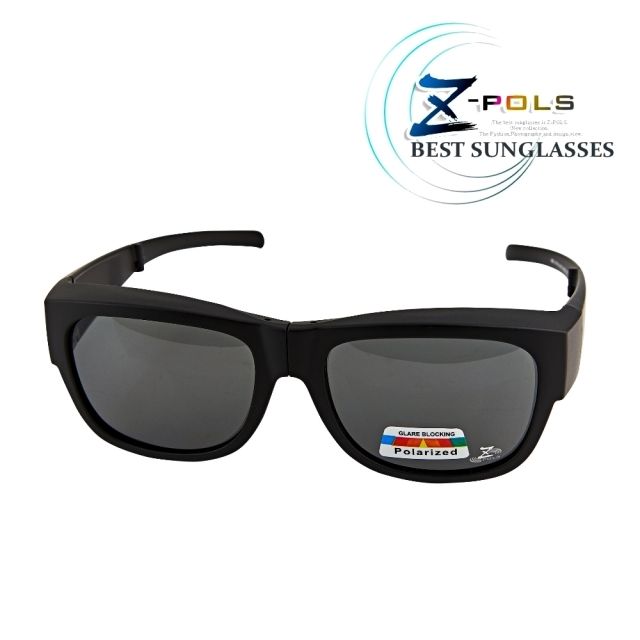 Z-POLS 視鼎 新一代包覆式多功能可折疊收納設計 抗UV400頂級Polarized寶麗來偏光太陽眼鏡套鏡(消光黑款)