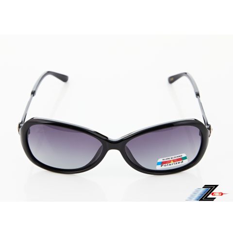 【Z-POLS】神秘時尚黑雕花水鑽邊鏤空設計 搭漸層Polarized寶麗來偏光黑抗UV400太陽眼鏡(有型好穿搭)