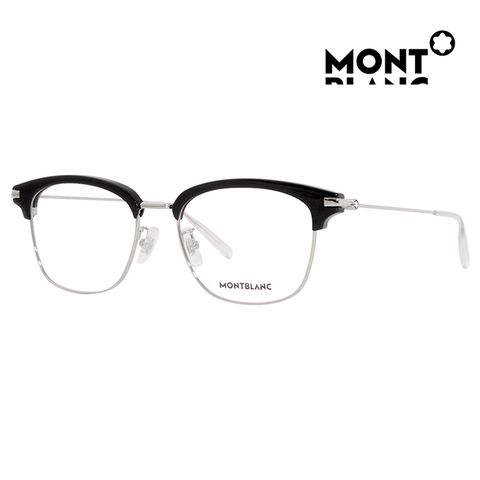 MONTBLANC 萬寶龍 光學眼鏡 MB0141OK 001 53mm 方型鏡框 眉框眼鏡 黑/銀框