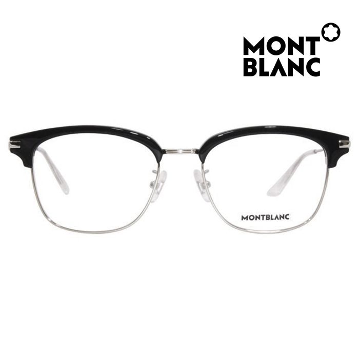 MONTBLANC 萬寶龍  光學眼鏡 MB0141OK 001 53mm 方型鏡框 眉框眼鏡 黑/銀框