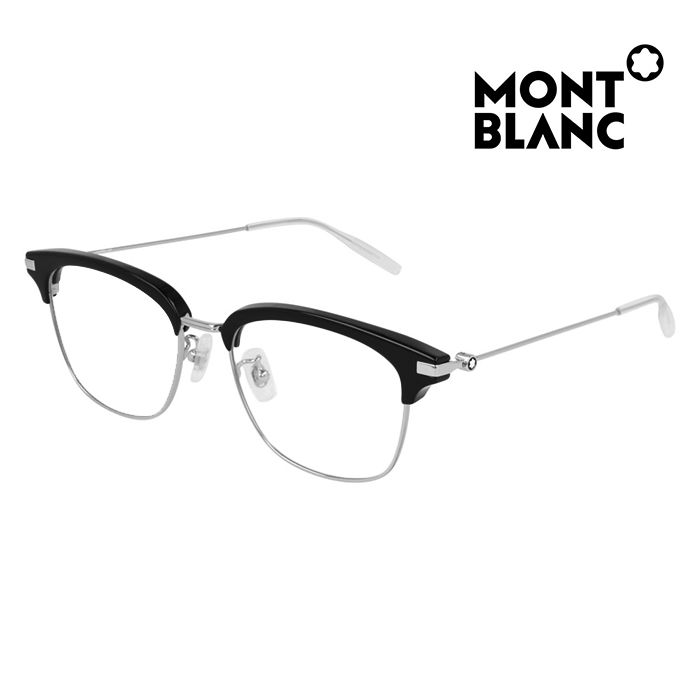 MONTBLANC 萬寶龍  光學眼鏡 MB0141OK 001 53mm 方型鏡框 眉框眼鏡 黑/銀框