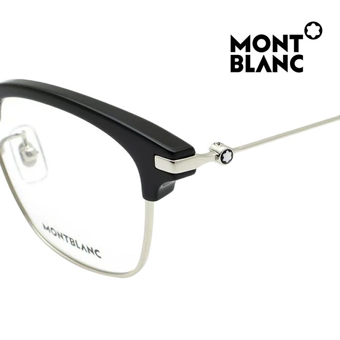 MONTBLANC 萬寶龍  光學眼鏡 MB0141OK 001 53mm 方型鏡框 眉框眼鏡 黑/銀框