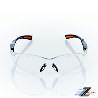 【Z-POLS】新款頂級多功能可調腳設計抗UV400 PC防爆材質運動透明眼鏡(輕巧彈性配戴舒適帥氣透明款)