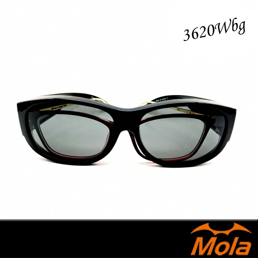 MOLA 摩拉 前掛近視太陽眼鏡品牌 偏光 套鏡 UV400 防紫外線 男女 黑框 灰片 3620Wbg