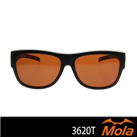 MOLA摩拉前掛式近視偏光太陽眼鏡 套鏡 UV400 男女 黑框 茶片 3620Tblb