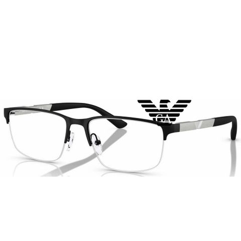 EMPORIO ARMANI 亞曼尼 亞洲版 時尚半框光學眼鏡 彈簧鏡臂設計 EA1164 3001 霧黑 公司貨