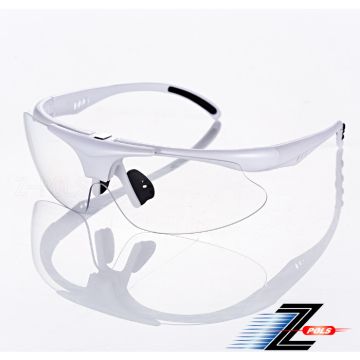 【視鼎Z-POLS】強化頂級可掀可配度設計 珍珠白配PC防爆抗UV400透明護目鏡 專業級運動防風鏡！盒裝全配！