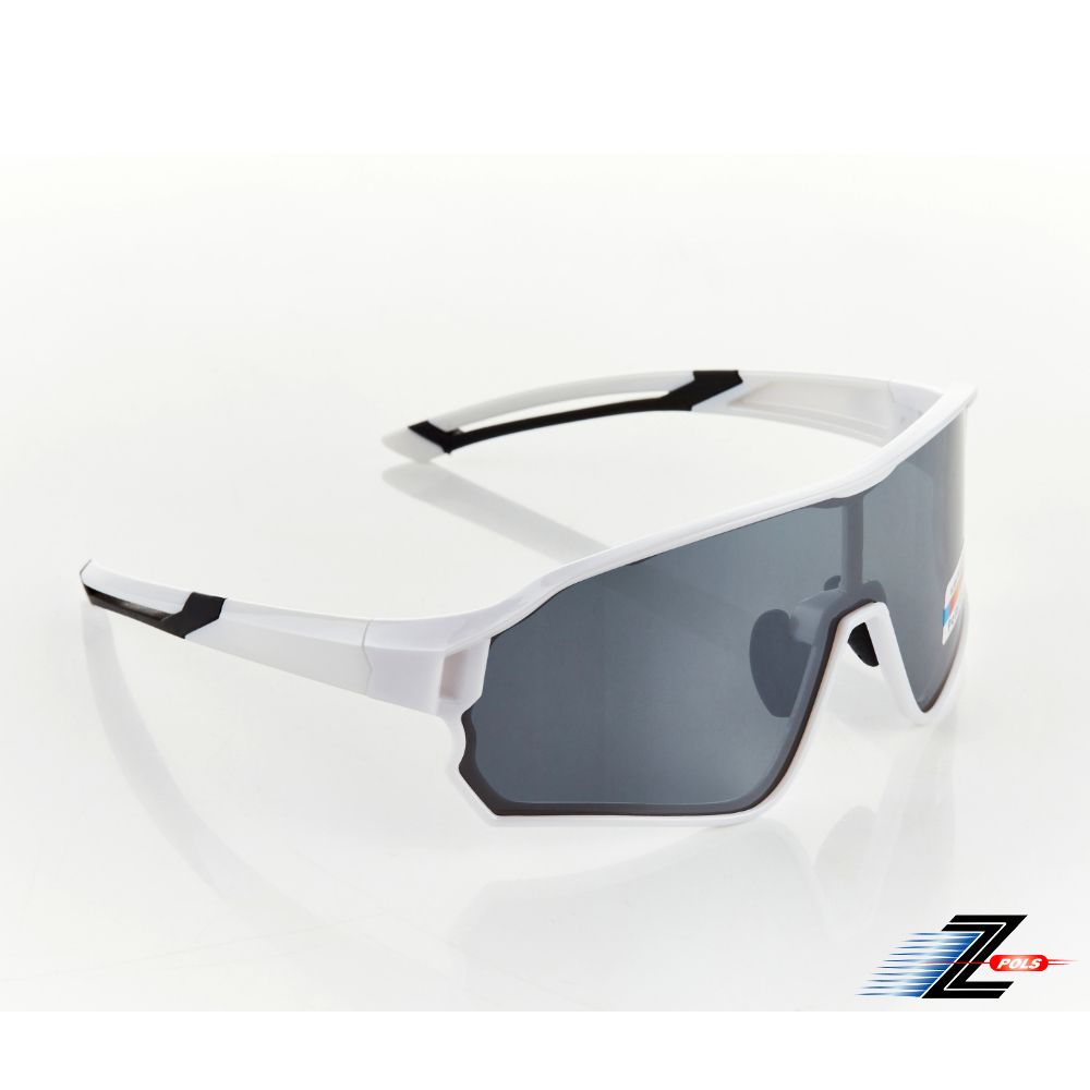 Z-POLS 視鼎 新一代PRO款搭載頂級Polarized 強抗UV400電鍍水銀黑偏光運動太陽眼鏡(帥氣白全框設計)
