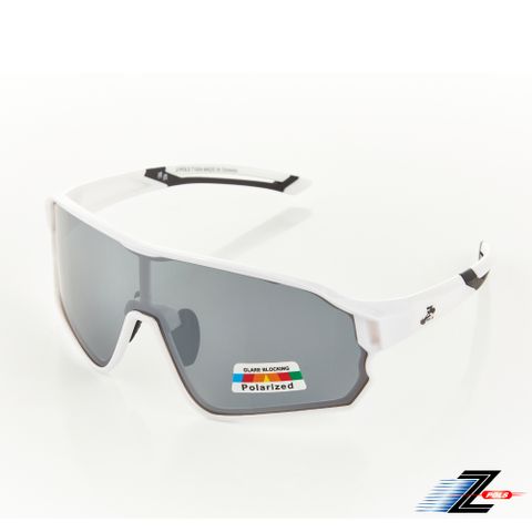 Z-POLS 視鼎 新一代PRO搭載頂級偏光Polarized 強抗UV400電鍍水銀黑運動太陽眼鏡(質感白全框設計)