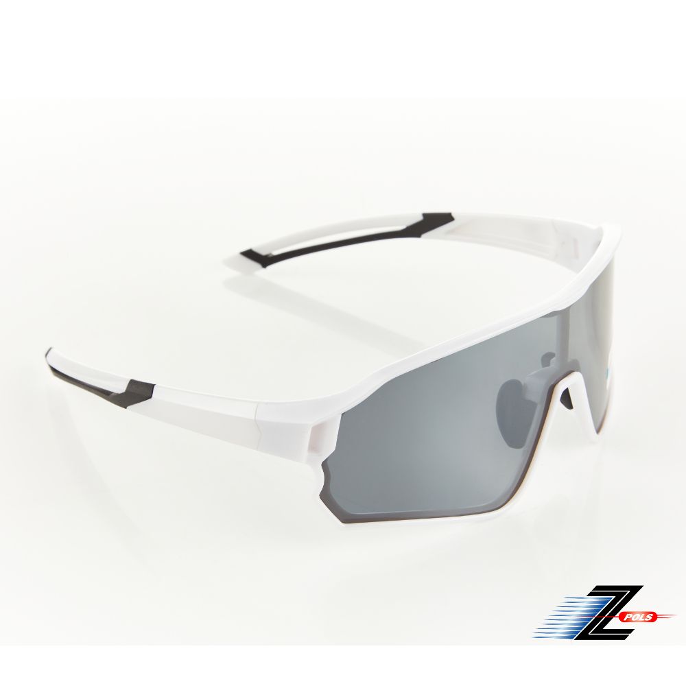 Z-POLS 視鼎  新一代PRO搭載頂級偏光Polarized 強抗UV400電鍍水銀黑運動太陽眼鏡(質感白全框設計)